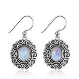 6x8MM Oval Amethyst Drop Earrings 925 Sterling Silver Moonstone Charoite Beads
