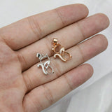 6x8MM Oval Prong Bezel Pendant Settings Rose Plated Kitty Cat Charm