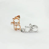 6x8MM Oval Prong Bezel Pendant Settings Rose Plated Kitty Cat Charm