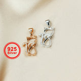 6x8MM Oval Prong Bezel Pendant Settings Rose Plated Kitty Cat Charm