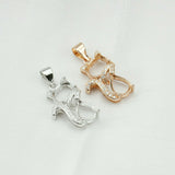 6x8MM Oval Prong Bezel Pendant Settings Rose Plated Kitty Cat Charm