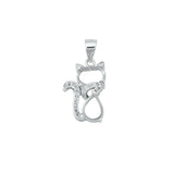 6x8MM Oval Prong Bezel Pendant Settings Rose Plated Kitty Cat Charm