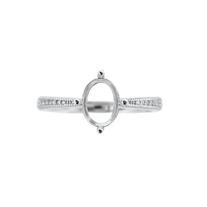 925 Silver Rose Plated Oval Prong Ring Blank Setting Bezel Adjustable Band