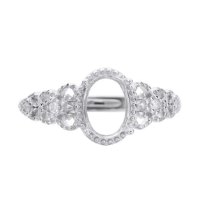 Vintage 6x8MM Oval Prong Ring Setting in Sterling Silver