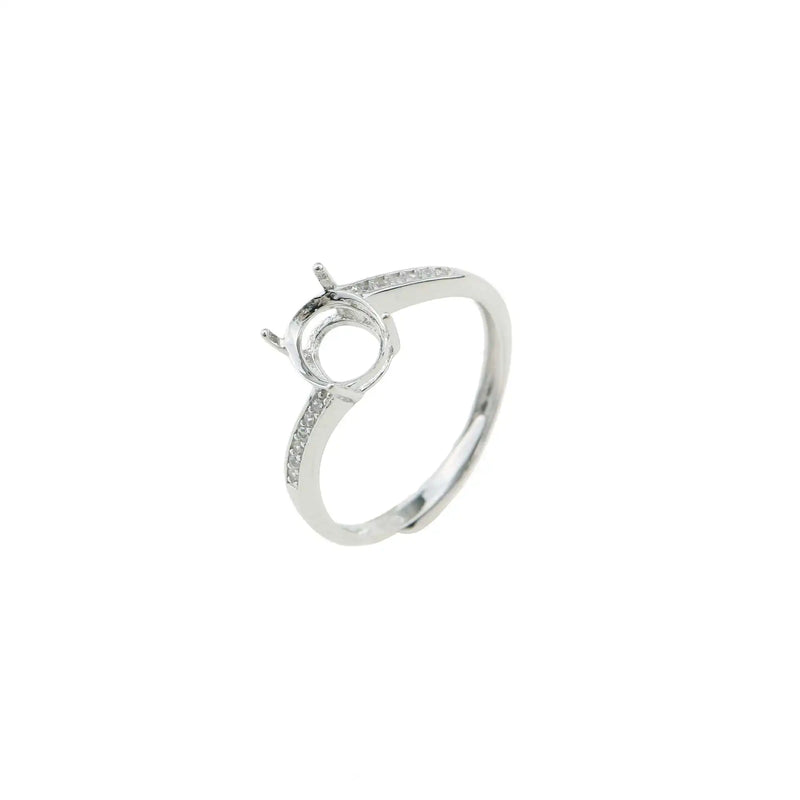 6x8MM Oval Prong Ring Settings Blank Adjustable Rose Plated 925 Sterling Silver