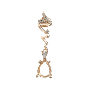 6x8MM Rose Plated Pear Drop Stud Earrings Setting