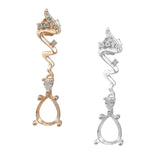 6x8MM Rose Plated Pear Drop Stud Earrings Setting