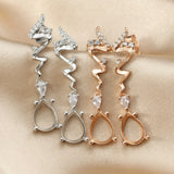 6x8MM Rose Plated Pear Drop Stud Earrings Setting