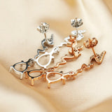6x8MM Rose Plated Pear Drop Stud Earrings Setting