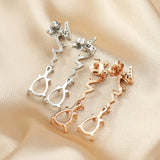 6x8MM Rose Plated Pear Drop Stud Earrings Setting