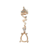 6x8MM Rose Plated Pear Drop Stud Earrings Setting