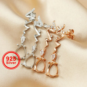 6x8MM Rose Plated Pear Drop Stud Earrings Setting
