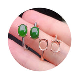 925 Silver Double Oval Gemstone Adjustable Ring Setting