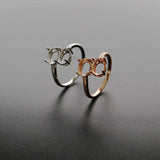 925 Silver Double Oval Gemstone Adjustable Ring Setting
