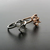 925 Silver Double Oval Gemstone Adjustable Ring Setting