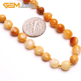 6x8mm Yellow Jades Natural Stone Necklace 18 Inches
