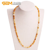 6x8mm Yellow Jades Natural Stone Necklace 18 Inches