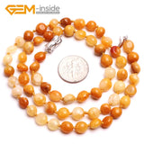 6x8mm Yellow Jades Natural Stone Necklace 18 Inches