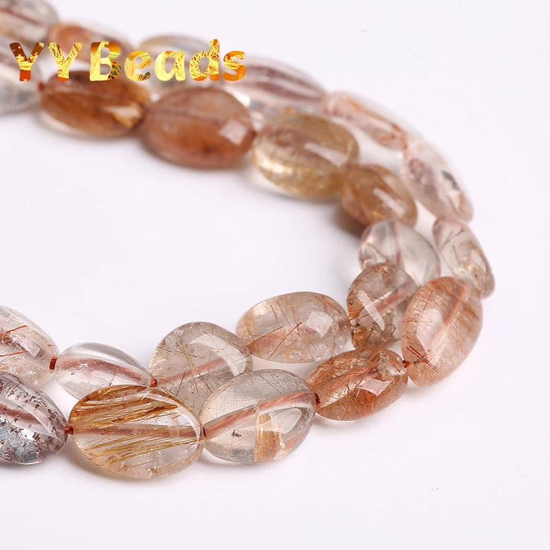 6x8mm Copper Rutilated Quartz Crystal Beads for Jewelry Making