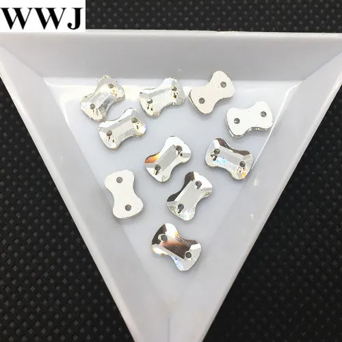 365pcs 6x9mm Bowknot Flatback Glass Crystal Sew On Stone With 2holes