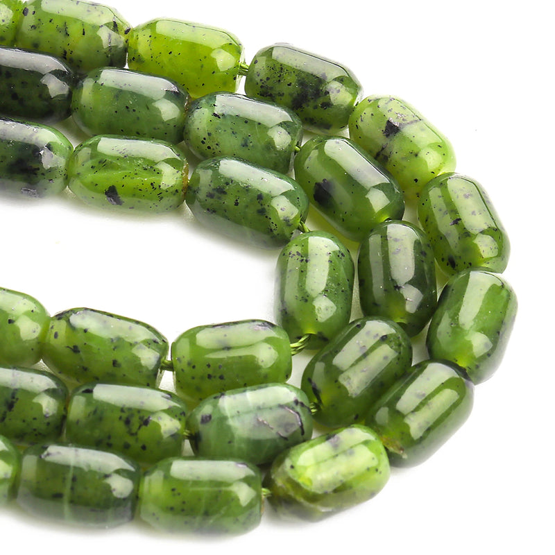 Green Canada Jade Gemstone Beads 6x9mm Column Loose Beads for Jewelry Making