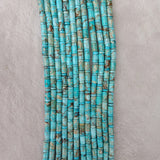 6x9mm Red Line Turquoise Tube Beads + 3x6mm Spacer Stone Beads 16''