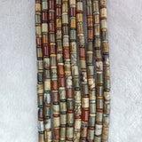 6x9mm Red Line Turquoise Tube Beads + 3x6mm Spacer Stone Beads 16''
