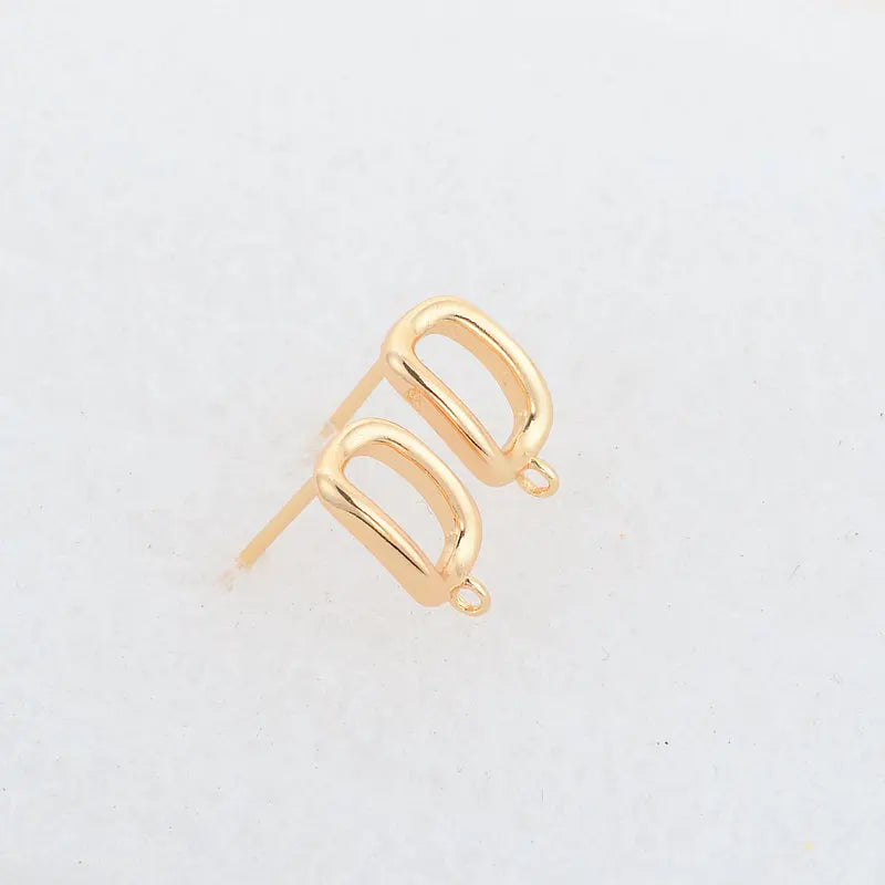 14K Plated Brass Rectangle Stud Earrings Pins High Diy Jewelry Findings