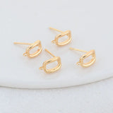 14K Plated Brass Rectangle Stud Earrings Pins High Diy Jewelry Findings