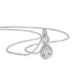 Water Drop Zircon Pendant Necklace S925 Silver Cross Chain Women Wedding Gift