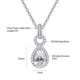 Water Drop Zircon Pendant Necklace S925 Silver Cross Chain Women Wedding Gift
