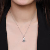 Water Drop Zircon Pendant Necklace S925 Silver Cross Chain Women Wedding Gift