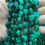 Natural Malachite Beads Green Heart DIY Loose Stone Beads