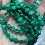 Natural Malachite Beads Green Heart DIY Loose Stone Beads