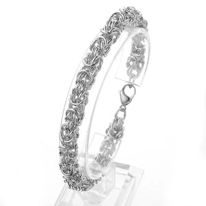 10MM Stainless Steel Byzantine Chain Bracelet Silver