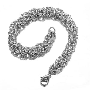 10MM Stainless Steel Byzantine Chain Bracelet Silver