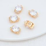 14K Brass Zircon Square Charms Pendants Necklace Earrings DIY Jewelry Making