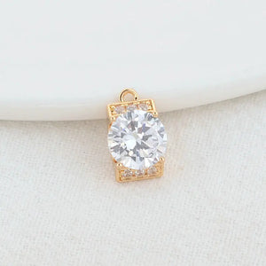 14K Brass Zircon Square Charms Pendants Necklace Earrings DIY Jewelry Making