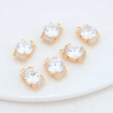 14K Brass Zircon Square Charms Pendants Necklace Earrings DIY Jewelry Making