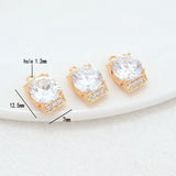 14K Brass Zircon Square Charms Pendants Necklace Earrings DIY Jewelry Making