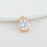 14K Brass Zircon Square Charms Pendants Necklace Earrings DIY Jewelry Making