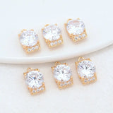 14K Brass Zircon Square Charms Pendants Necklace Earrings DIY Jewelry Making