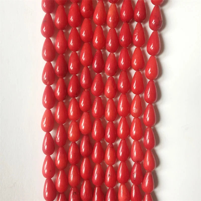 7*12MM Red Coral Gem Stone Beads Spacer DIY Jewelry Making