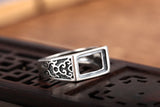 S925 Pure Silver Square Ring Blank DIY Turquoise Amber Wax Ring Settings