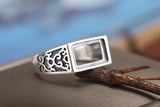 S925 Pure Silver Square Ring Blank DIY Turquoise Amber Wax Ring Settings