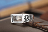 S925 Pure Silver Square Ring Blank DIY Turquoise Amber Wax Ring Settings