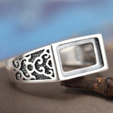 S925 Pure Silver Square Ring Blank DIY Turquoise Amber Wax Ring Settings