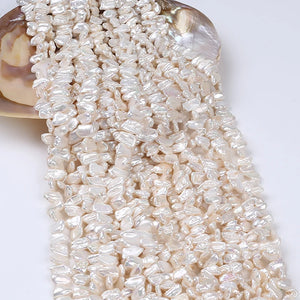 7*12mm Natural Freshwater Biwa Pearl String Irregular Shape Loose Beads