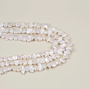 7*12mm Natural Freshwater Biwa Pearl String Irregular Shape Loose Beads