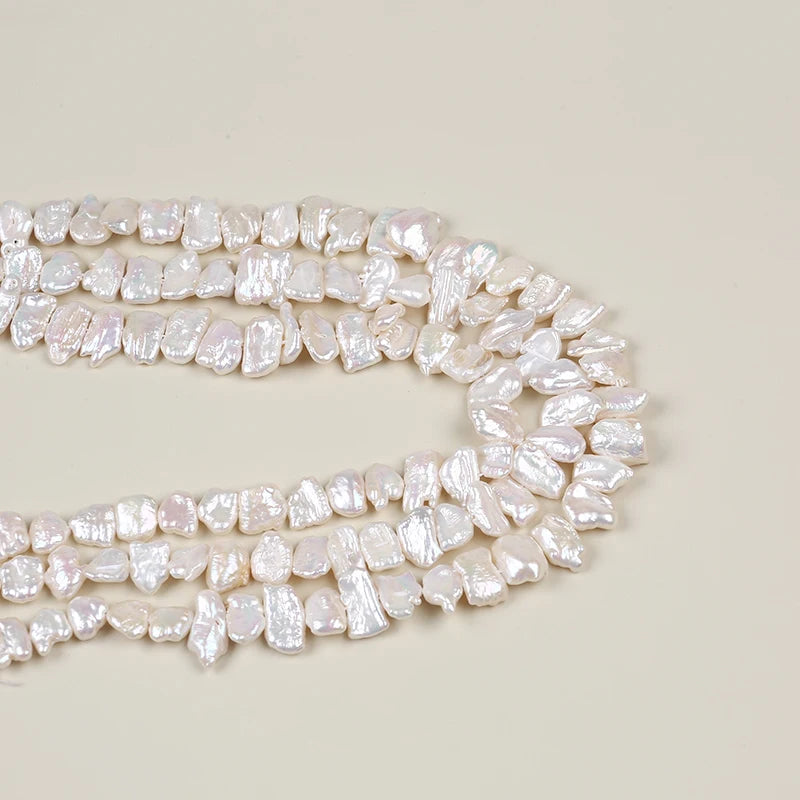 7*12mm Natural Freshwater Biwa Pearl String Irregular Shape Loose Beads
